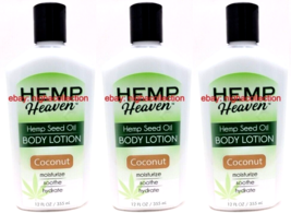 Lot 3x Hemp Heaven Coconut Hemp Seed Oil Body Lotion Moisturize &amp; Hydrate Usa - £19.45 GBP