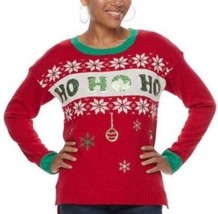 Womens Sweater Ugly Christmas Light Up Red Ho Ho Ho Long Sleeve Holiday-sz L - £21.80 GBP