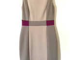 Maggy London Sheath Dress Womens Size 4  Tan Fushia Blocked Round Neck  - $18.10