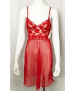 Millesia France Nightgown Red Embroidered Sheer Nightie size XS  - $621.33 MXN