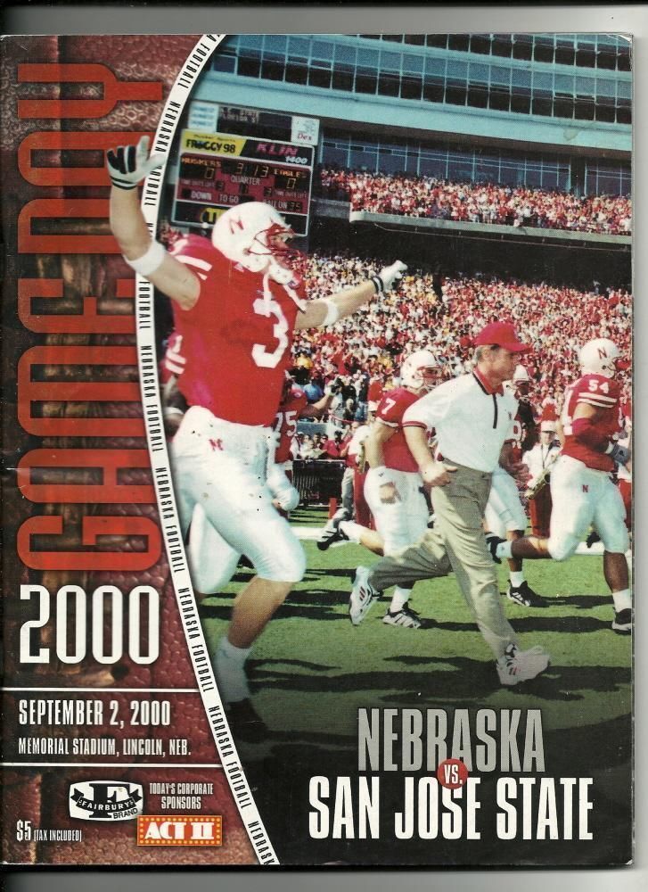 2000 NCAA Football Program San Jose State @ Nebraska Sept 2nd - $15.00