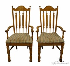 Set Of 2 Broyhill / Lenoir Chair Co. Oak Country French Dining Arm Chairs 572... - $417.99