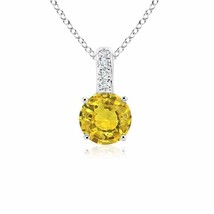 ANGARA 4mm Natural Yellow Sapphire Solitaire Pendant with Diamond Bale in Silver - £126.15 GBP+