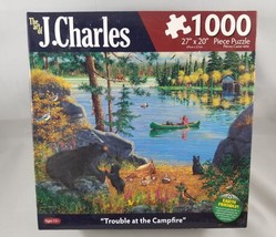 The Art of J Charles Trouble at the Campfire Jigsaw puzzle 1000 Piece Karmin - £8.29 GBP