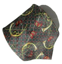 Tie Hunting Horns Rose Lattice Dk Green Master Man Polyester L 55&quot; W 3-3/4&quot; - £4.49 GBP