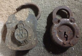 2 VINTAGE ANTIQUE METAL LOCKS - $32.66