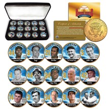 Golden Baseball Legends 15-Coin Set Jfk Half Dollars Gold Plated w/ Display Box - £58.80 GBP