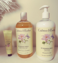 Crabtree &amp; Evelyn Summer Hill Body Lotion Hand Therapy Bath &amp; Shower Gel 3 Lot - £54.92 GBP