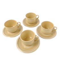 Vintage Set of 4 Franciscan Sea Sculptures Sand Primary Cups &amp; Saucers c... - £26.60 GBP