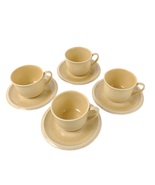 Vintage Set of 4 Franciscan Sea Sculptures Sand Primary Cups &amp; Saucers c... - $45.93 CAD