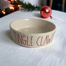 Rae Dunn &quot;Jingle Claws&quot; Cat Food Water Bowl White Red Christmas Holiday ... - $22.34