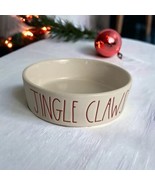 Rae Dunn &quot;Jingle Claws&quot; Cat Food Water Bowl White Red Christmas Holiday ... - $22.34