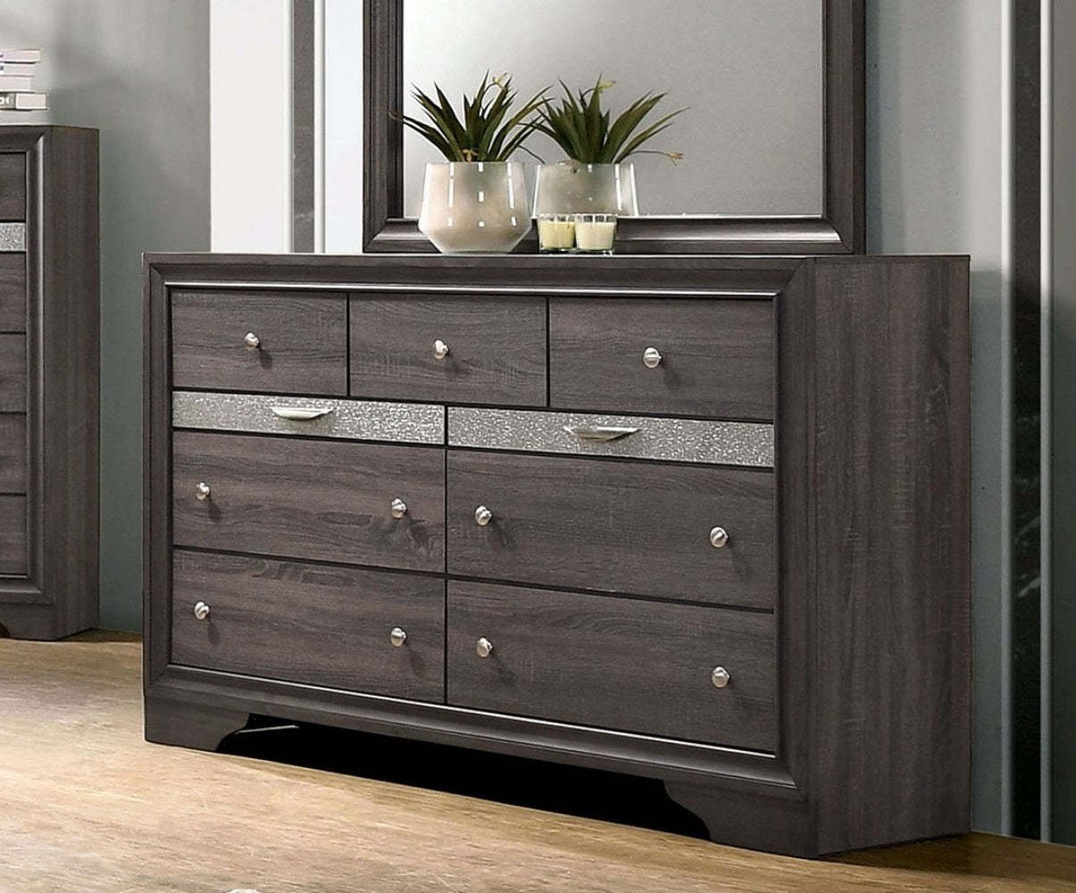 Contemporary Gray Dresser | Hidden Jewelry Drawer | Silver Accents Item image 4