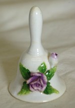 Ceramic Bell Purple Floral - $9.89