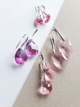 Pink Crystal Earrings, Pink Earrings, Brides Earrings, Bridesmaids Earrings,  - $16.00+