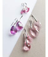 Pink Crystal Earrings, Pink Earrings, Brides Earrings, Bridesmaids Earri... - £12.58 GBP+
