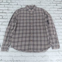 J Crew Button Up Shirt Mens Large Cream Brown Gray Mercantile Flannel Cotton - $19.95