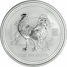 2005 Australia 1 oz Silver Year of the Rooster BU (Series I) Silver Coin - £58.25 GBP