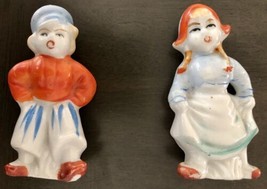 Dutch girl &amp; boy child  figurine Japan Vintage painted 3&quot; tall - £7.81 GBP