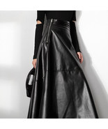PU Leather Skirts,Ladies Elegant High Waist Female Pu Long Aline Skirt,S... - £114.03 GBP
