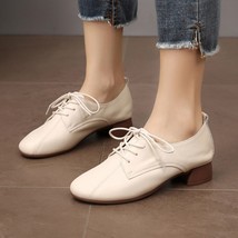 2021 Spring and Autumn New Shoes Lace Up Leather Low Heel Deep Mouth Women&#39;s Sin - £72.15 GBP
