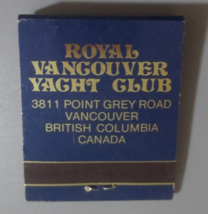 ROYAL VANCOUVER YACHT CLUB  Match Book Full  Unstruck - £3.56 GBP