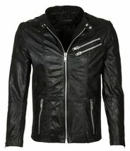 Men Jacket Genuine Black Lambskin Leather Bollywood Hollywood Fashion - £126.40 GBP