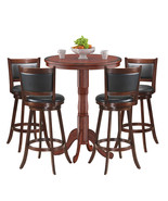 Costway 5pcs Pub Table Set 30&quot; Round Bar Height Table &amp; 4pcs Swivel Bar ... - $777.99