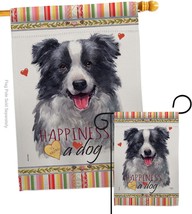 Border Collie Happiness Garden House Flag-Set Dog Puppy Spoiled Paw Canine Fur P - £30.88 GBP