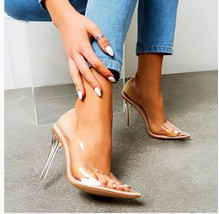 Clear HeelsWomen Fashion Pumps Transparente Shoes Ladies High heels Stil... - £30.37 GBP