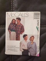 McCalls Sewing Pattern 5781 Misses Men&#39;s Teen Button Up Shirt Size 36-38 M UC - £7.56 GBP