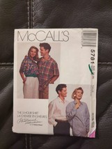 McCalls Sewing Pattern 5781 Misses Men&#39;s Teen Button Up Shirt Size 36-38 M UC - $9.49