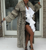 Fab Designer Full length Spiral sleeve gray Silver Fox Fur Coat Jacket S... - $1,979.99