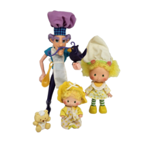 3 Vintage 1980&#39;s Strawberry Shortcake Dolls Butter Cookie Lemon Meringue Pie Man - £55.08 GBP