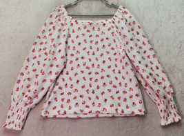 Loft Blouse Top Womens Large White Floral Polyester Long Sleeve Off the Shoulder - £17.30 GBP