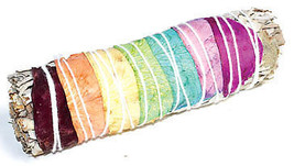 4&quot; White Sage 7 Chakra Colors Stick - £15.61 GBP