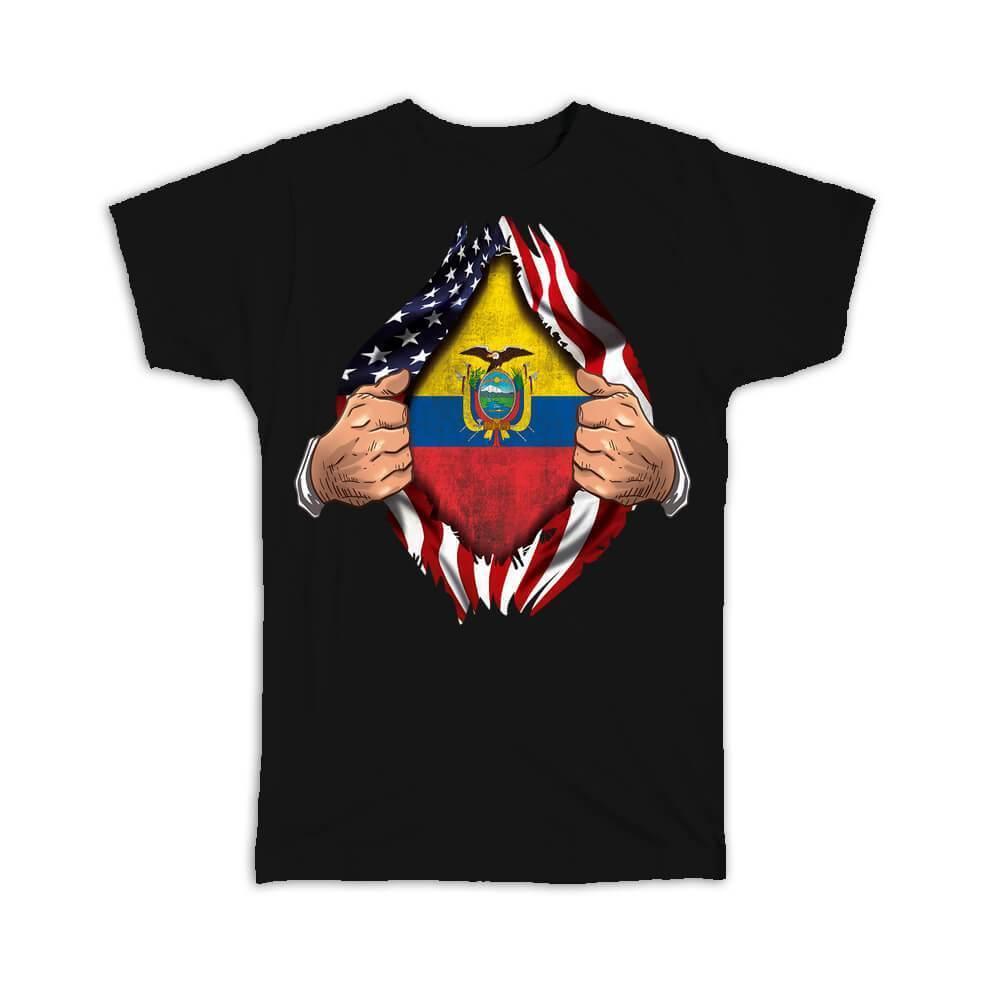 Ecuador : Gift T-Shirt Flag USA American Chest Ecuadorian Expat Country Item image 2