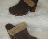 UGG Adele Brown Suede Sheepskin Studded Clogs Heels Mules Shoes Women Si... - $59.39
