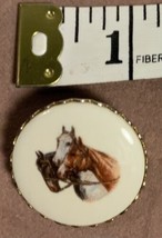 Vintage Hand Painted Porcelain Horse Brooch C Clasp, Horse Pin, Painted Ponies - £11.08 GBP