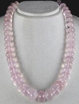 Natural Rose Quartz Beads Faceted 1125 Ct Pink Gemstone Silver Fashion Necklace - £294.85 GBP