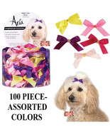 100pc Multi Color SATIN RIBBON 3/8"Wide DOG HAIR BOWS w/Elastic Groomer ... - €24,71 EUR