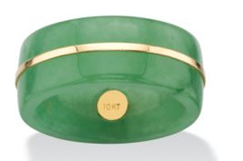Green Jade 10K Yellow Gold Accent Ring 6 7 8 9 10 - £156.93 GBP