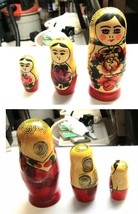Nesting Dolls Vintage Russian Matryoshka Hand Painted Red Floral Design # 1 - $8.00