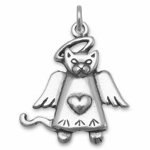 3D Angel Kitty Cat Charm Pendant 925 Silver Graduated Neck Piece Unisex Jewelry - £26.63 GBP