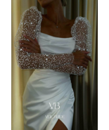 Removable shimmering tulle puff ivory wedding sleeves size S for wedding... - $57.74 CAD