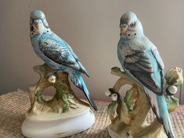 Lefton China Blue Parakeet  Birds Hand painted Japan Lot of 2 KW395 & KW464 VTG - $34.75