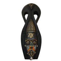 Vintage Ashanti African Tribal Face Cover Wood Mask Colorful Beaded &amp; Shells - £18.77 GBP