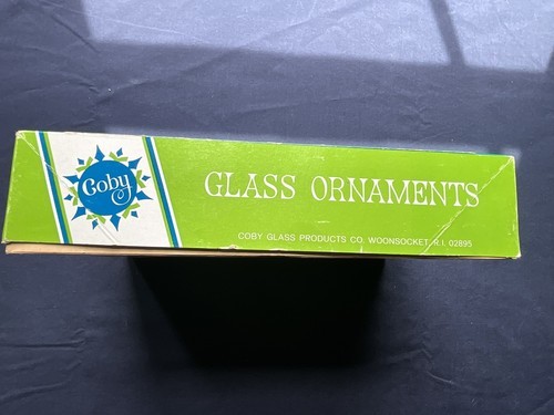 Vintage Box Of 12 Coby Glass Christmas Ornaments Blue IOB MCM Item image 8
