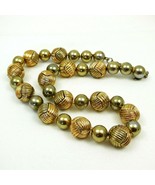 Talbots Gold Tone Beaded Necklace Heavy Hand Knotted Textured and Shiny - £18.87 GBP