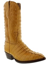 Mens Yellow Full Genuine Alligator Tail Skin Cowboy Boots J Toe Size 9 - £636.97 GBP